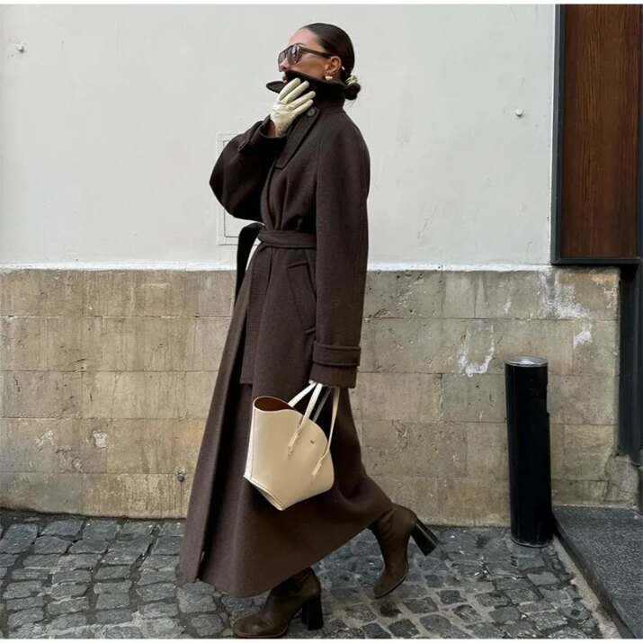 Longline Wool Coat with Belt - longline wool coat