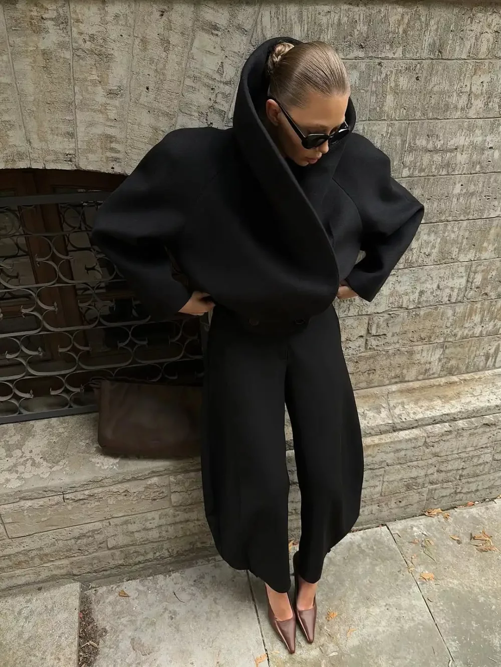 Structured Black Sculptural Jacket - Image 3