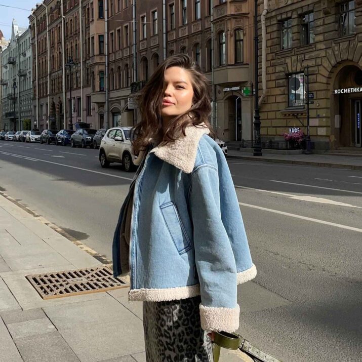 Denim Jacket with Shearling Lining - Image 2