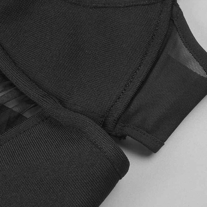 Black Cut-Out Mesh Panel Maxi Dress - Image 10