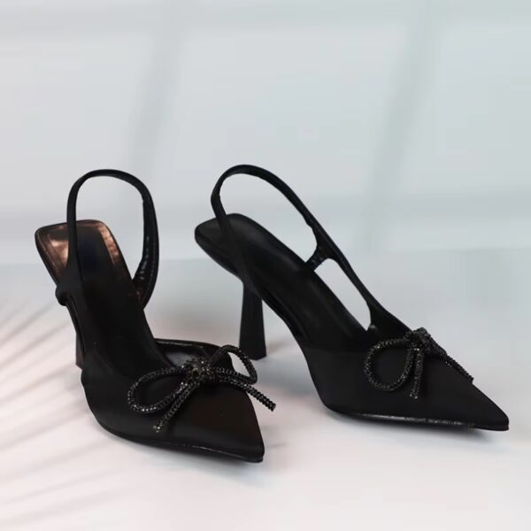 Crystal-Bow Slingback Pumps