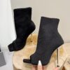 Stiletto Sock Peep Toe Ankle Boots