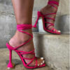 Ankle Strap Square-Toe High Heels Sandals