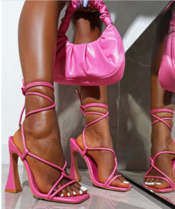 Cross tied Square Toe Sandals