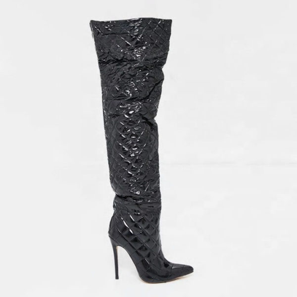 Vinyl Padded Thigh Boots