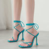 Cross-tied Square-Toe High Heels Sandals
