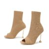 ANKLE SOCK peep toe BOOTS BEIGE