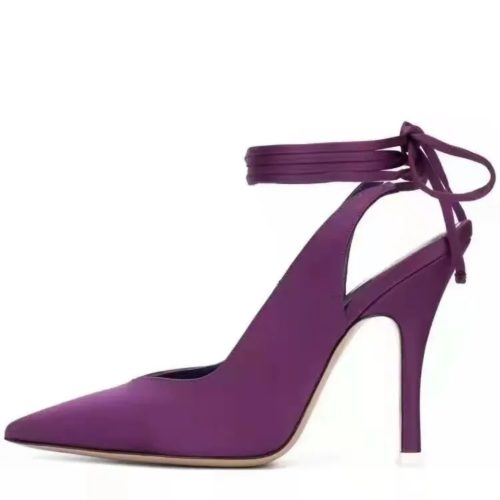 Wrap-Tie Satin Slingback Pumps