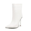 Pointed Toe Croc Ankle Boots in white