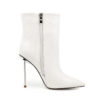 Pointed Toe Croc Ankle Boots in white