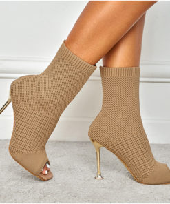 ANKLE SOCK peep toe BOOTS