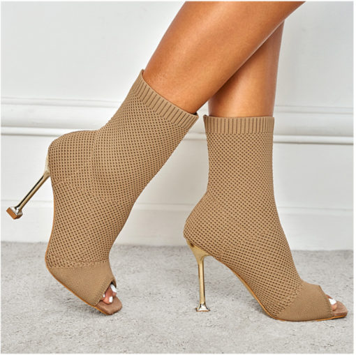 ANKLE SOCK peep toe BOOTS