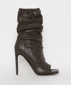 Ruched Peep Toe Stiletto Ankle Boots