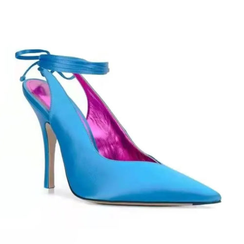 Wrap-Tie Satin Slingback Pumps