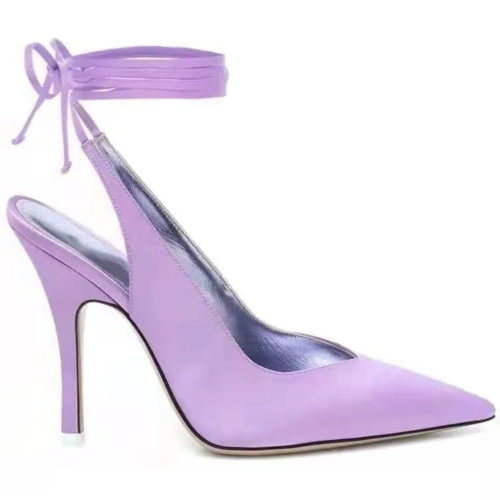 Wrap-Tie Satin Slingback Pumps