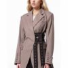 Studded Belted Blazer Jacket in Brown Beniz Kloset