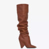 Leather Pleated Conical Heel Over The Knee Boots