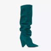 Leather Pleated Conical Heel Over The Knee Boots