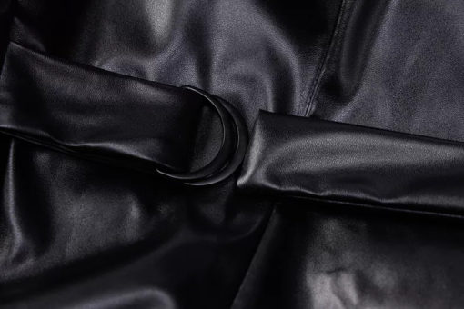 Black Oversized Faux Leather Blazer