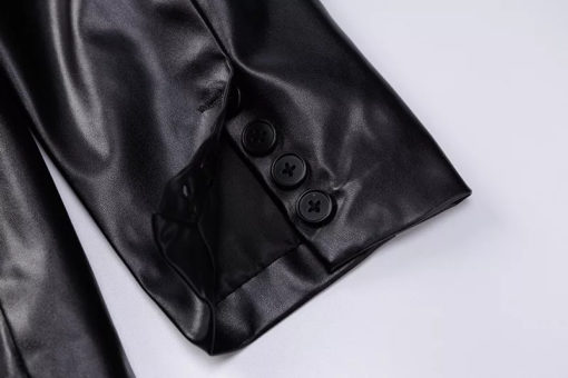 Black Oversized Faux Leather Blazer