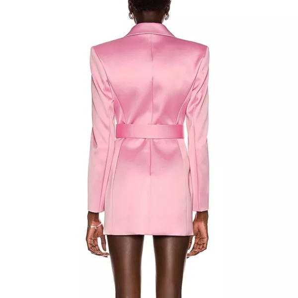 Alternative view of Belted Pink Satin Blazer Dress