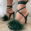 Cross tied Feathers Square Toe Sandals