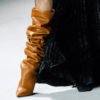 Leather Pleated Conical Heel Over The Knee Boots