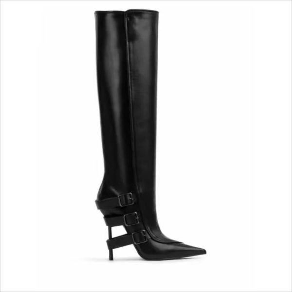 Buckled Black Heeled Boots