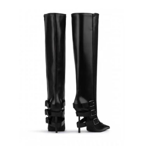 Buckled Black Heeled Boots