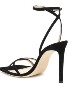 Velours Square Toe Buckled Ankle Strap Sandals