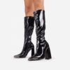 Square Toe Knee High Heeled Boots