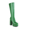 Square Heeled Croc Knee High Chunky Boots