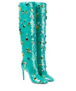Sequins Stiletto Knee High Boots