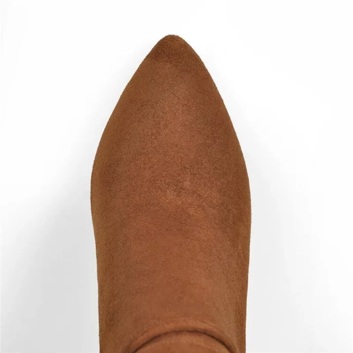 Pointed Toe Suede Knee-High Boots - Image 9