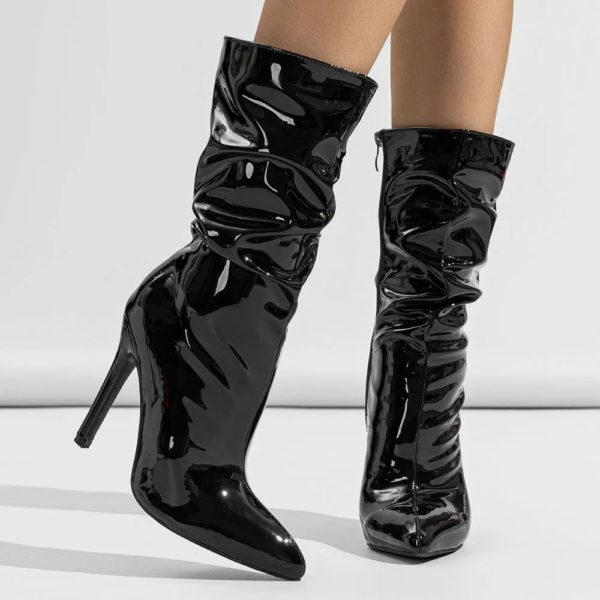 Sleek Patent Zipper Boots