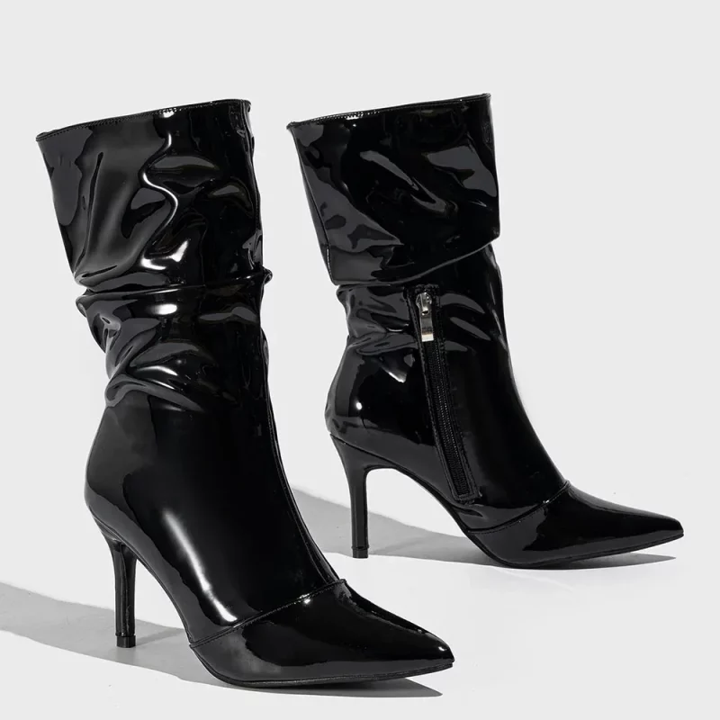 Sleek Patent Zipper Boots