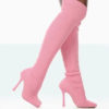 Square Toe Knitted Thigh-High Boots