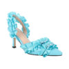 Pleated Ankle Strap Sandals in Cyan