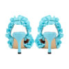 Pleated Ankle Strap Sandals in Cyan