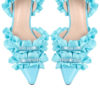 Pleated Ankle Strap Sandals in Cyan