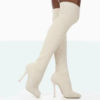 Square Toe Knitted Thigh-High Boots