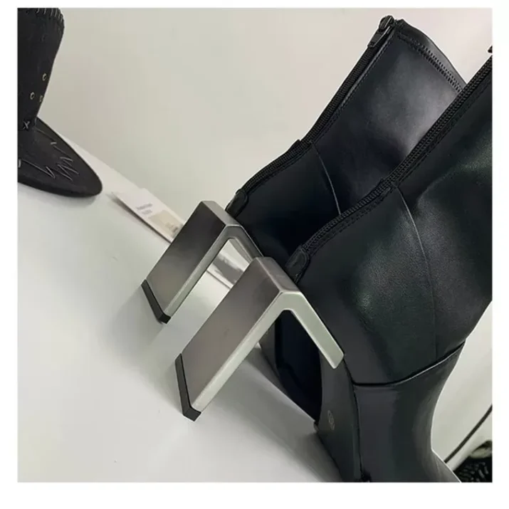 Patent Leather Metal Heel Boots