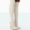 Square Toe Knitted Thigh-High Boots