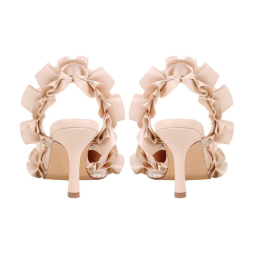 Pleated Ankle Strap Sandals in Nude