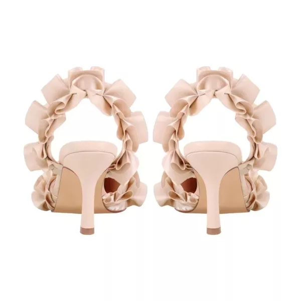 Pleated Ankle Strap Sandals in Nude