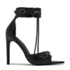 Zip Tassel Open Toe Sandals in black