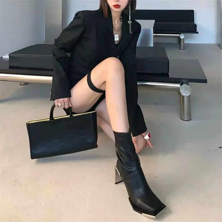 Patent Leather Metal Heel Boots