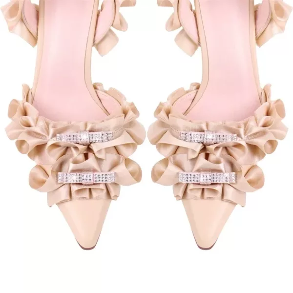 Pleated Ankle Strap Sandals in Nude