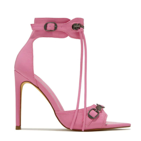 Zip Tassel Open Toe Sandals in pink