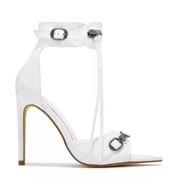 Zip Tassel Open Toe Sandals in white